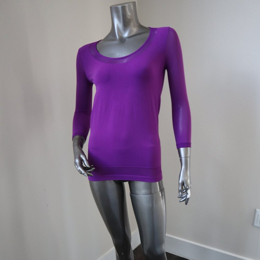 Wolford Stretch Top in Hyacinth Purple with Mesh Details New Tags Size Small - Picture 4 of 9